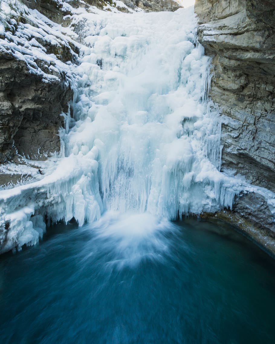icecovered falls during daytime, water, beauty in nature, scenics - nature HD wallpaper