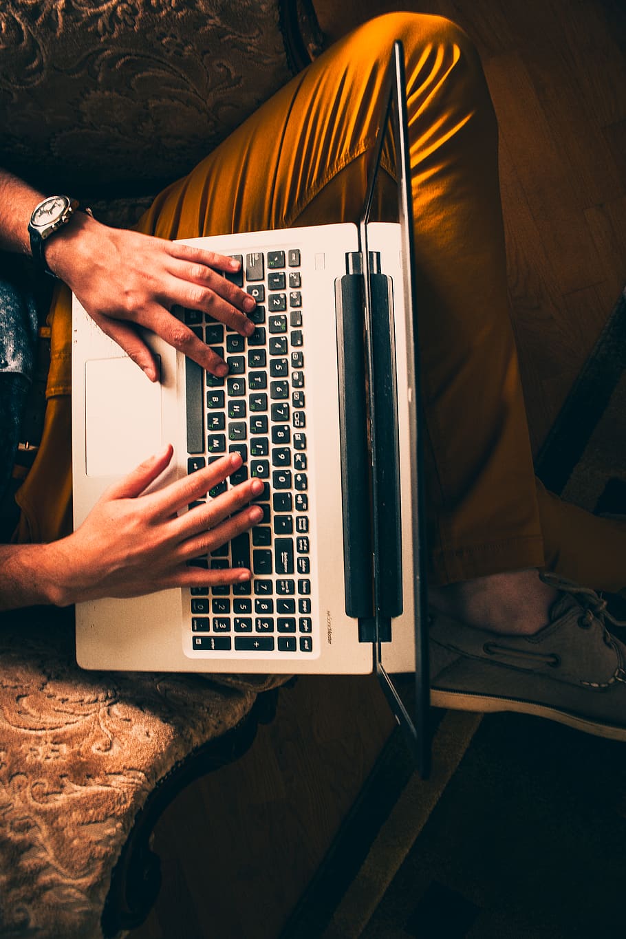 notebook, leg, legs, hand, hands, finger, fingers, watch, watch band HD wallpaper