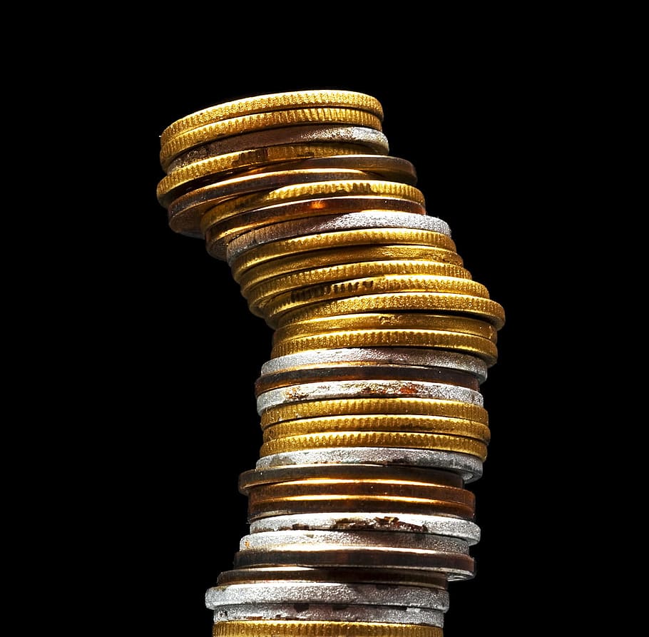 stacked, coins, black, business, cash, chart, concept, credit