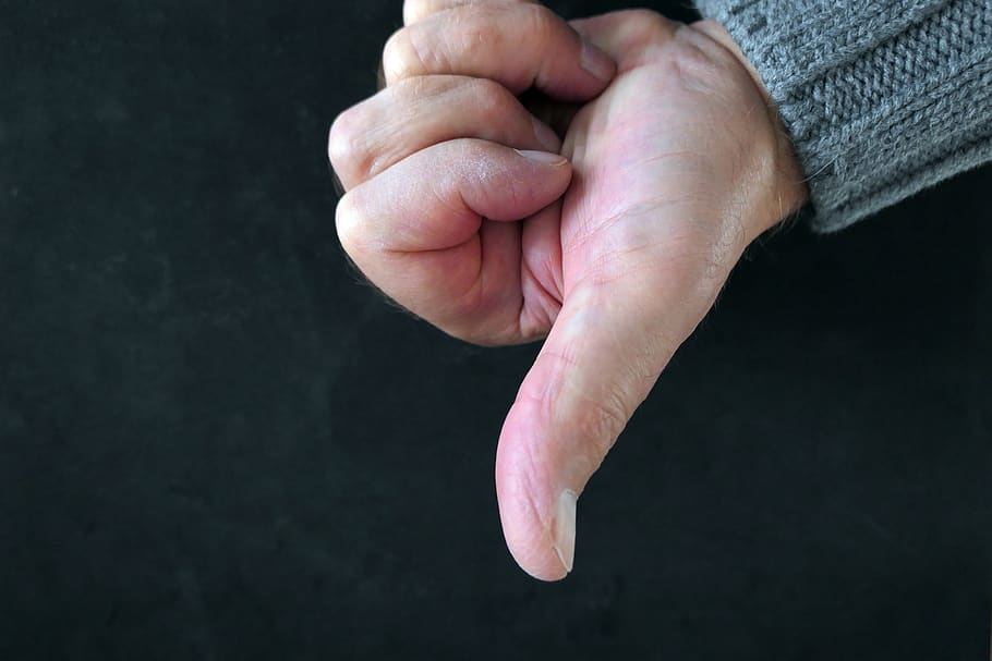 thumb, hand, human, gesture, sign language, bad, negative, thumbs down HD wallpaper