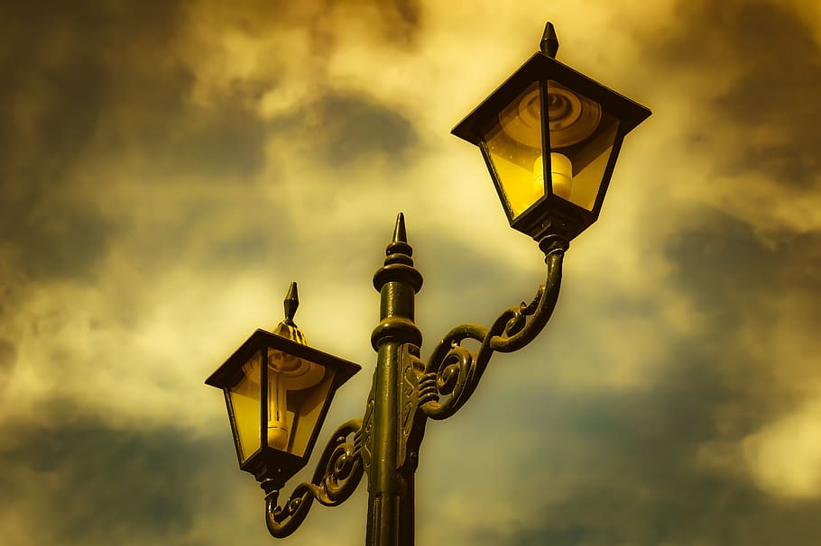 lamp, lantern, park, light, design, decoration, vintage, decorative HD wallpaper