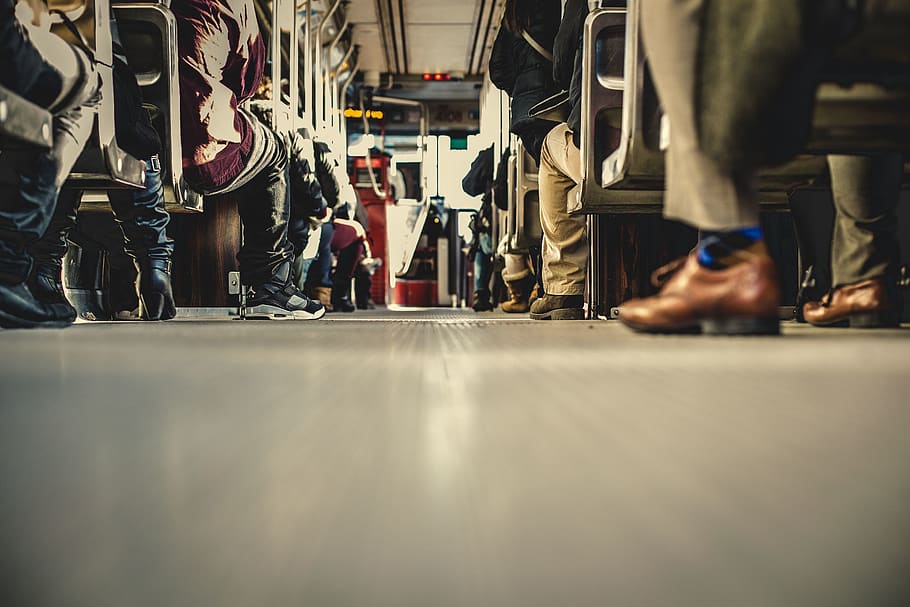 people sitting inside bus, group of people, real people, human body part HD wallpaper