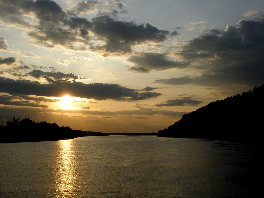 river, irtysh, sky, sunset, clouds, siberia, russia, water HD wallpaper