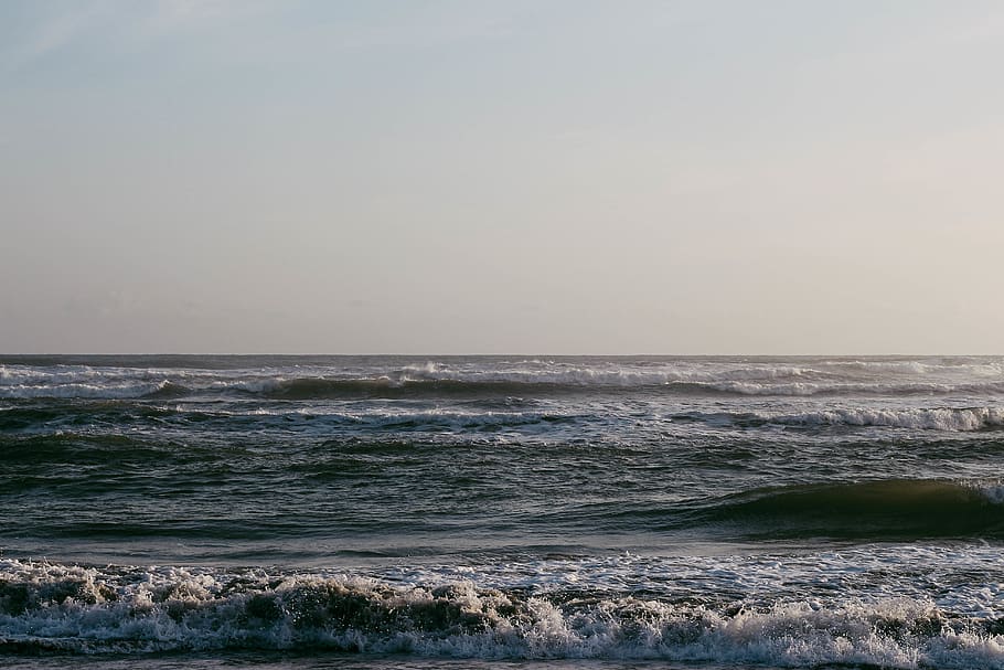 indonesia, ciheras, sea, water, sky, horizon over water, wave HD wallpaper