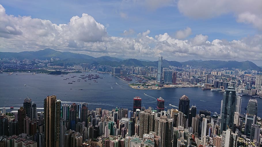 hong kong, victoria peak, kowloon, harbour, architecture, city