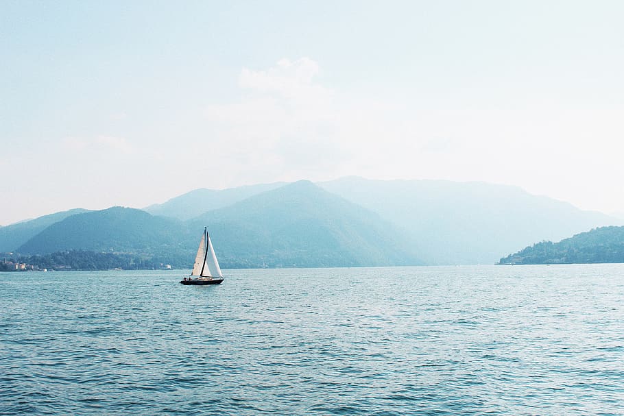 boat on ocean, transportation, vehicle, watercraft, vessel, lake como HD wallpaper