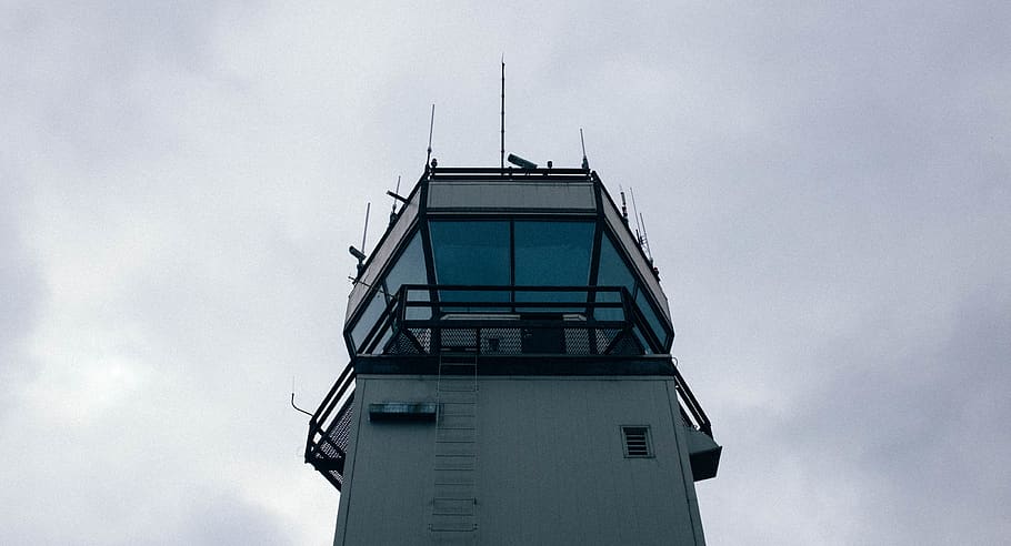 tower, control tower, blue, airport, airplane, architecture HD wallpaper