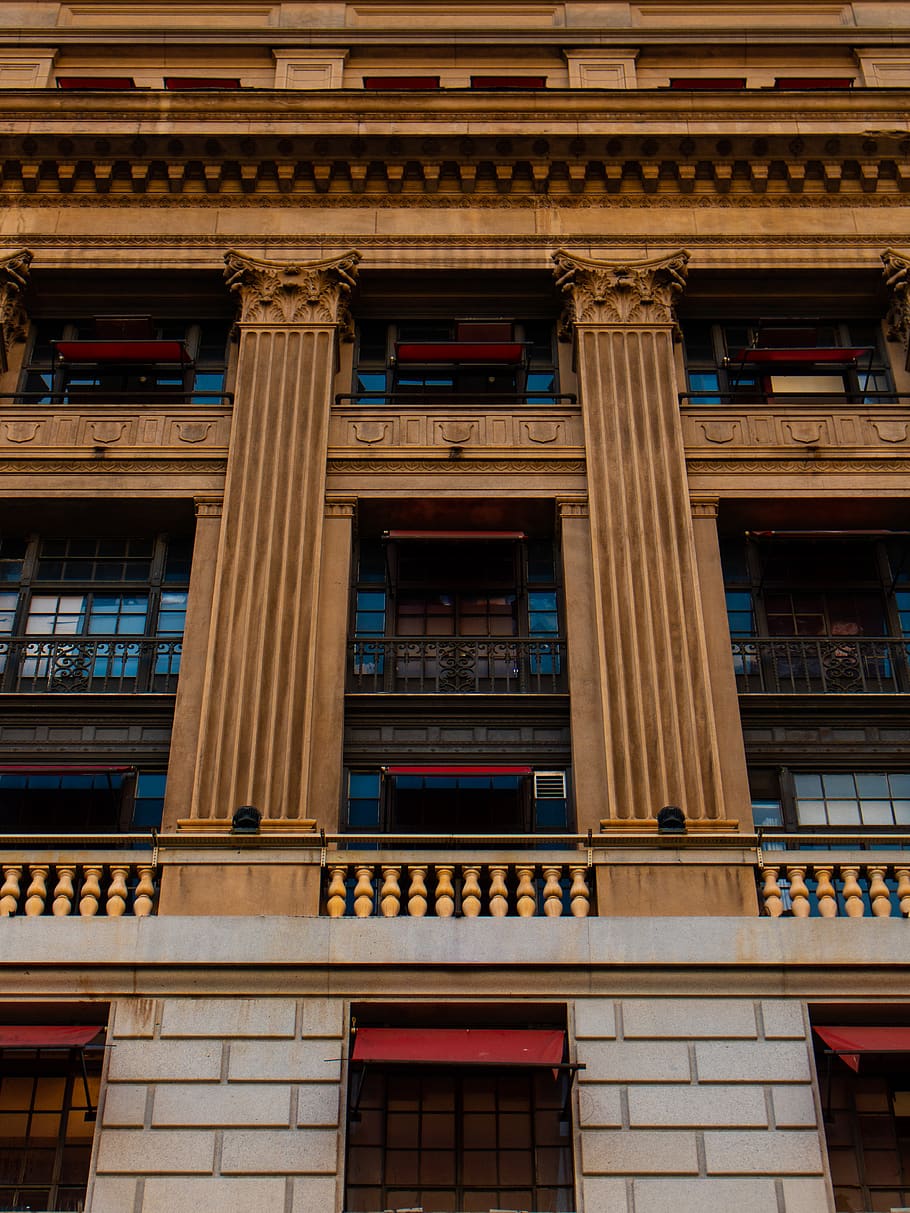 Brown Building, architecture, facade, perspective, built structure HD wallpaper