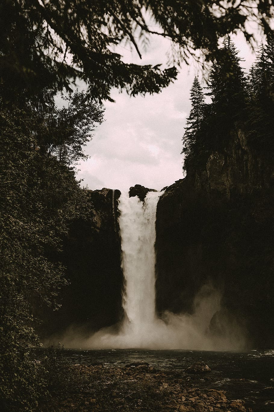 waterfalls, tree, sky, plant, nature, no people, architecture HD wallpaper