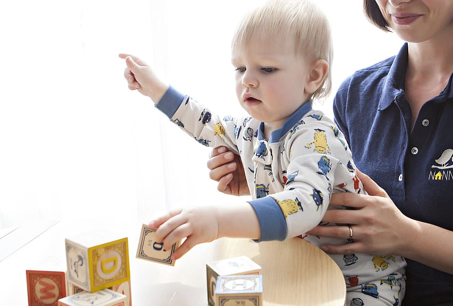toddler playing learning blocks, person, human, people, united states HD wallpaper