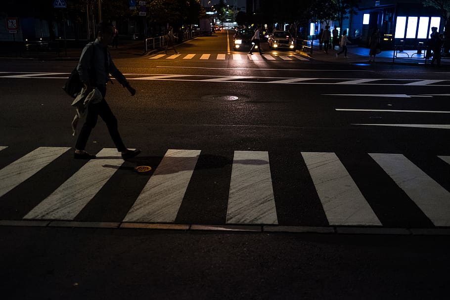 tokyo, japan, crossing, night, people, city, road, road marking HD wallpaper