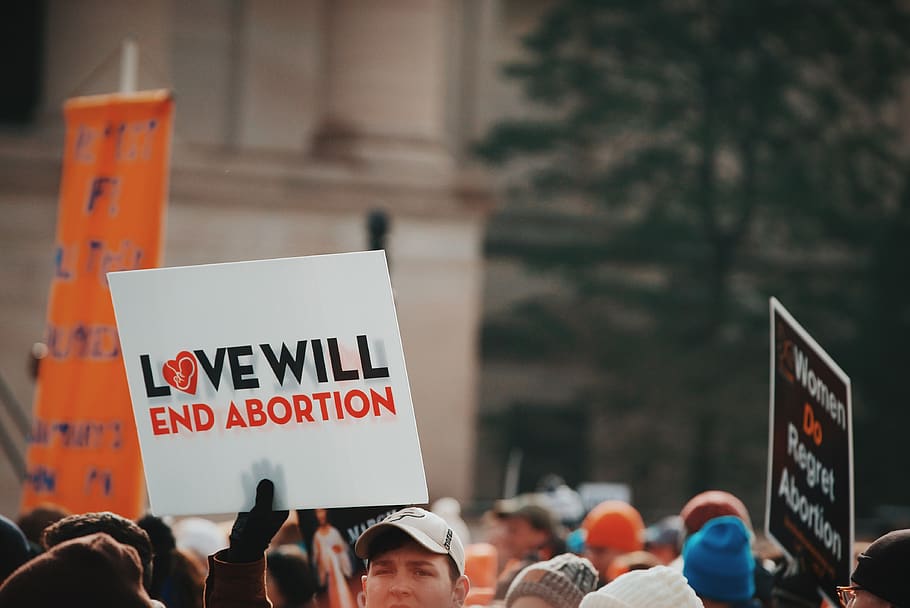 love will end abortion sign, group of people, protest, crowd, HD wallpaper