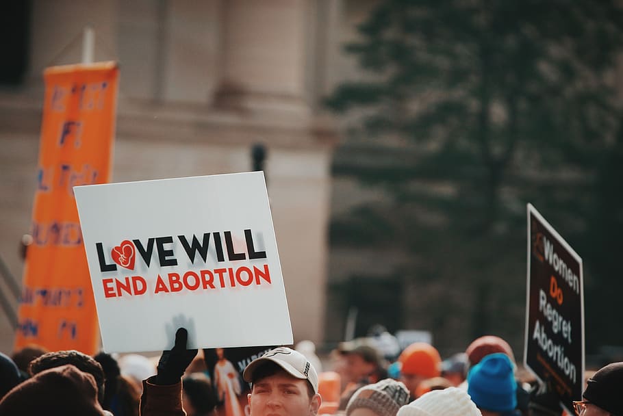 love will end abortion sign, group of people, protest, crowd HD wallpaper