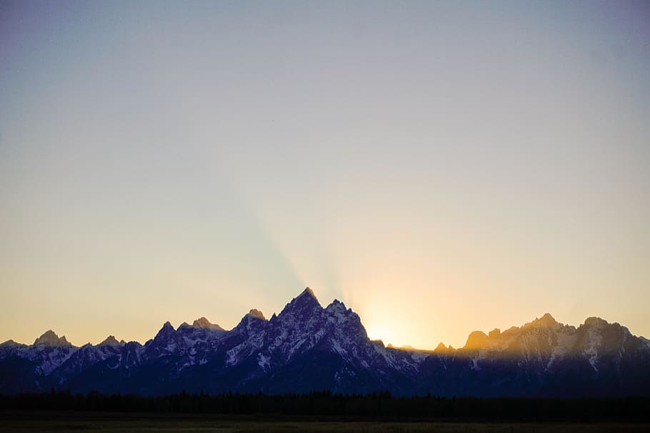 silhouette of mountains wallpaper screengrab, united states, teton national forest, HD wallpaper