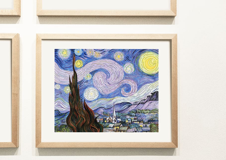 Starry Night By Vincent Van Gogh Painting, art, art gallery, art piece, HD wallpaper