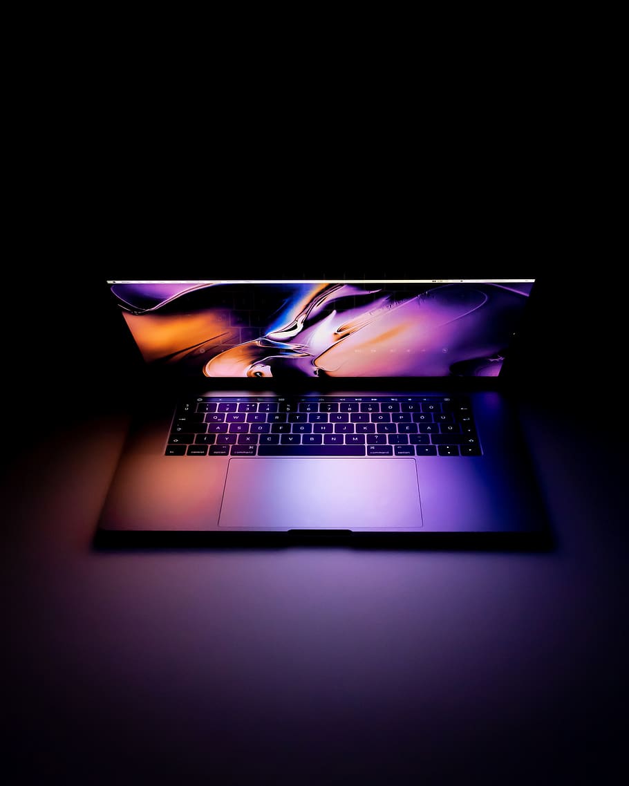 turned on laptop on table, technology, indoors, illuminated, communication HD wallpaper