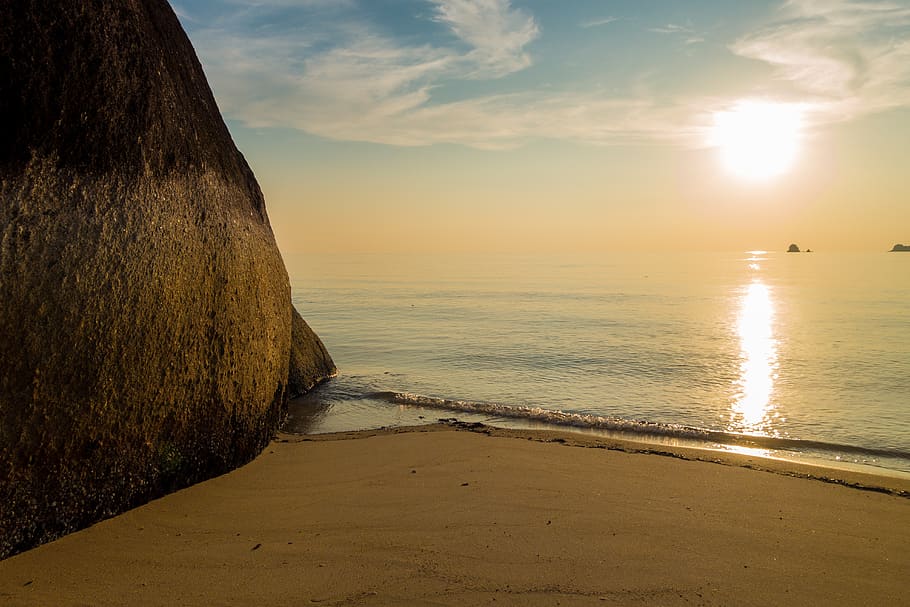 waters, beach, sunset, sea, sand, vietnam, thailand, sunrise HD wallpaper