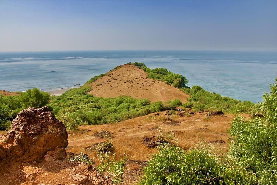 india, goa, cliff, sea, mapusa, fort, ocean, water, scenics - nature, HD wallpaper