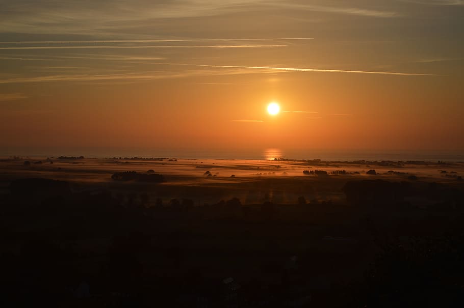 sun, landscape, sky, morning, horizon, sunset, scenics - nature HD wallpaper