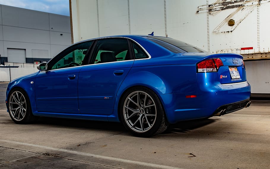 blue sedan, vehicle, car, automobile, transportation, wheel, machine HD wallpaper