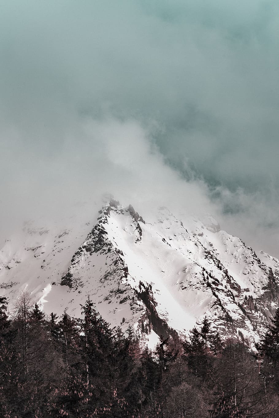 Scenic View Of Snow Capped Mountain, alps, clouds, cloudy, cold HD wallpaper