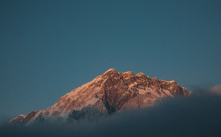 mountain, landscape, peak, summit, view, rocks, formation, sky HD wallpaper