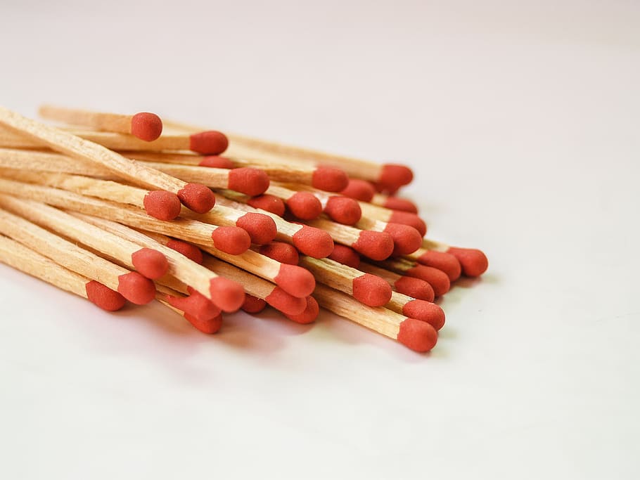 Photography of Piled Red Matchsticks, background, close-up, color HD wallpaper