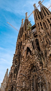 architecture, building, steeple, spire, tower, barcelona, sagrada familia HD wallpaper