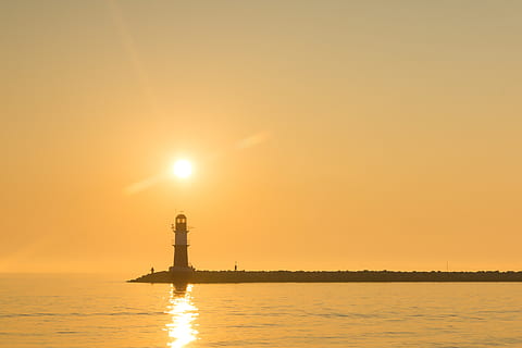 beacon, warnemünde, rostock, lighthouse, architecture, historically HD wallpaper