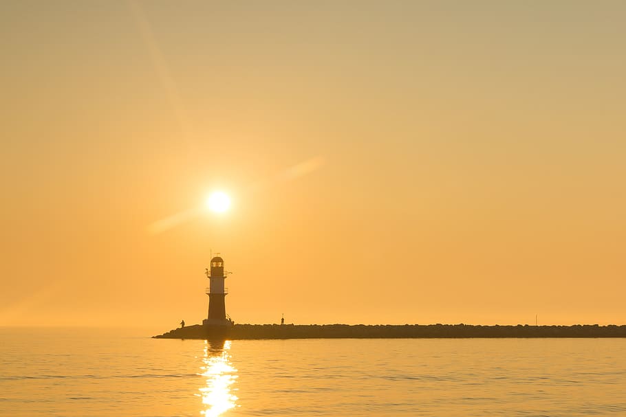 beacon, warnemünde, rostock, lighthouse, architecture, historically HD wallpaper