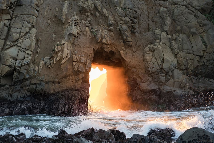 waves crashing rocks during daytime, rock - object, solid, rock formation HD wallpaper