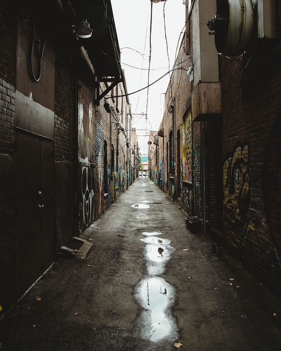 HD wallpaper: alley, walkway, building, urban, graffiti, graffiti art,  scary alley | Wallpaper Flare