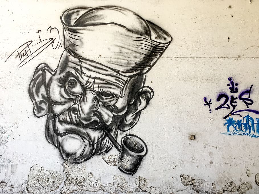 man's face sketch art, drawing, human, person, wall, graffiti, HD wallpaper