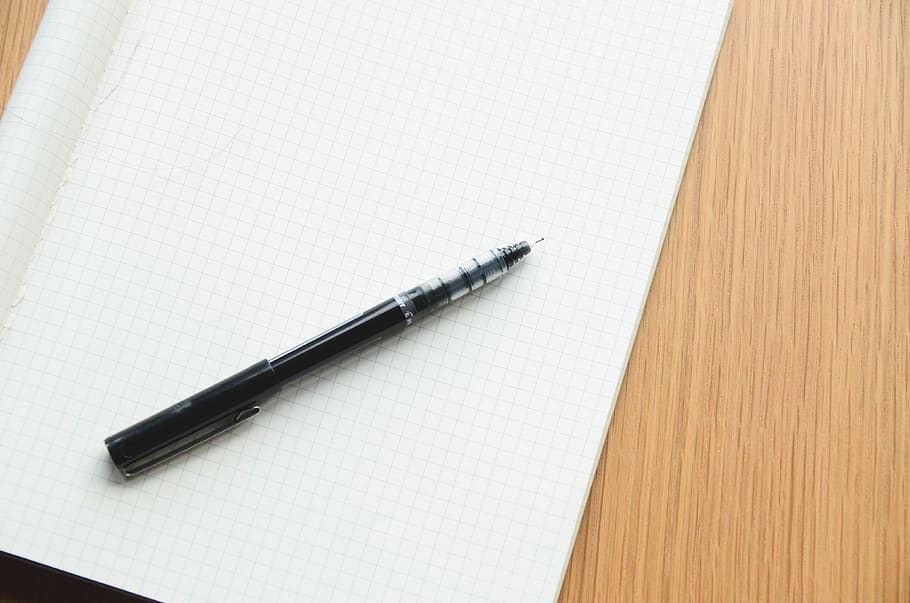 Black Ballpoint Pent on White Ruled Paper, notes, writing, indoors HD wallpaper