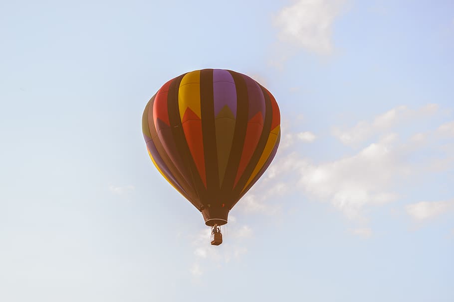 still, items, things, hot, air, balloon, fly, sky, clouds, minimalist HD wallpaper