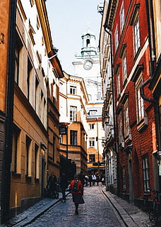 person, human, walkway, path, stockholm, gamla stan, sidewalk HD wallpaper