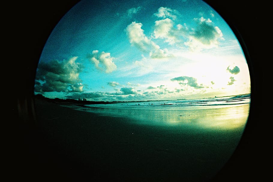 Photo of Beach Seashore, clouds, daytime, glass, landscape, ocean HD wallpaper