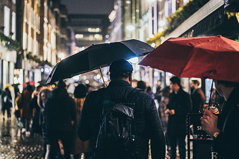 man holding umbrella, human, person, london, canopy, uk, carnaby street HD wallpaper