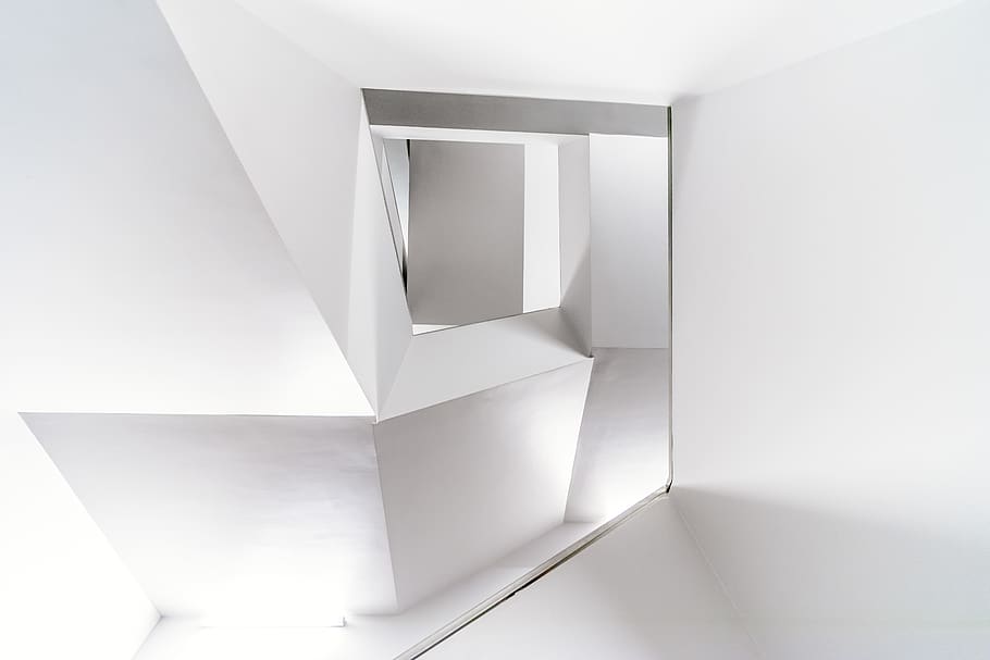 white wall mirror, architecture, indoors, white color, modern HD wallpaper