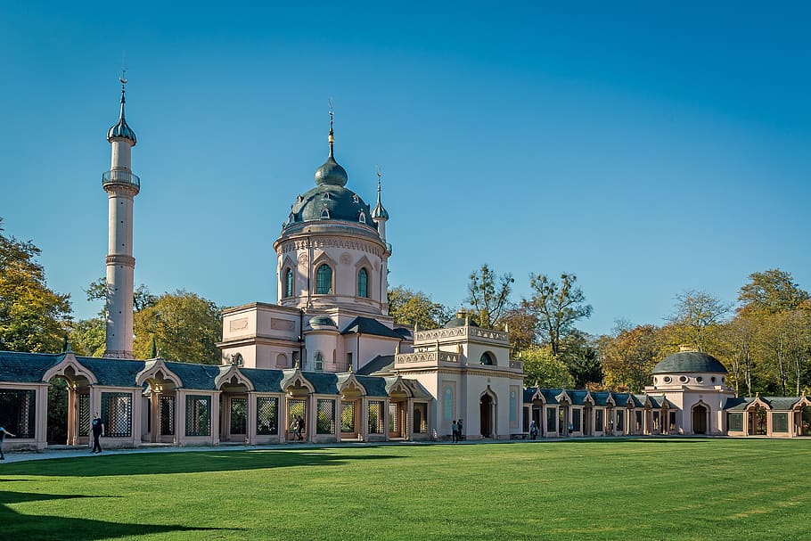 schwetzingen, mosque, red mosque, orient, schlossgarten, islam HD wallpaper