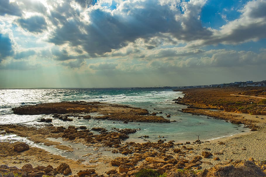 sea, beach, waves, horizon, coast, landscape, afternoon, sky HD wallpaper