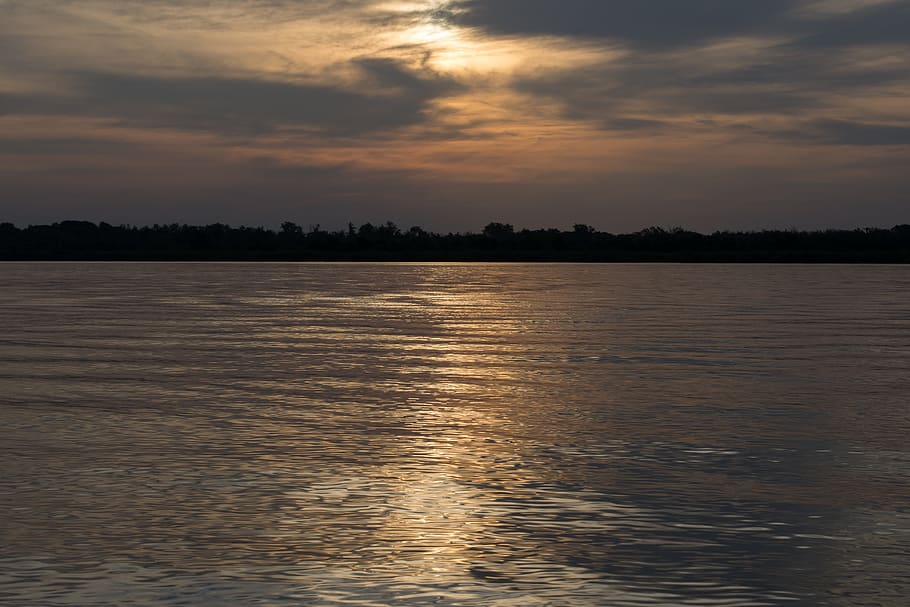 sunset, landscape, horizon, sky, nature, reflection, summer HD wallpaper