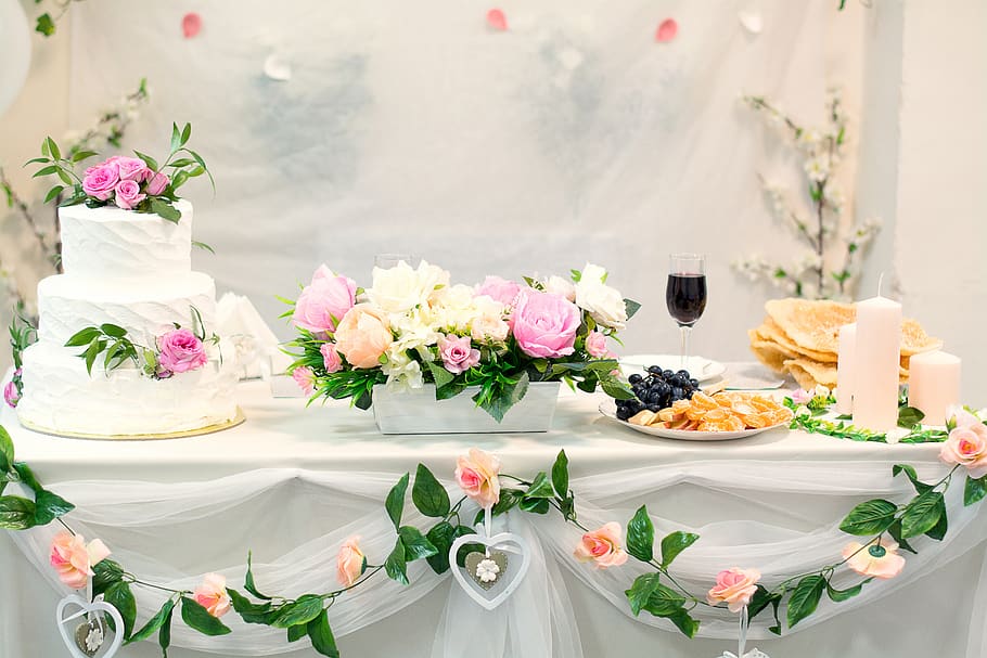 white party decor, freshness, flower, flowering plant, food and drink HD wallpaper