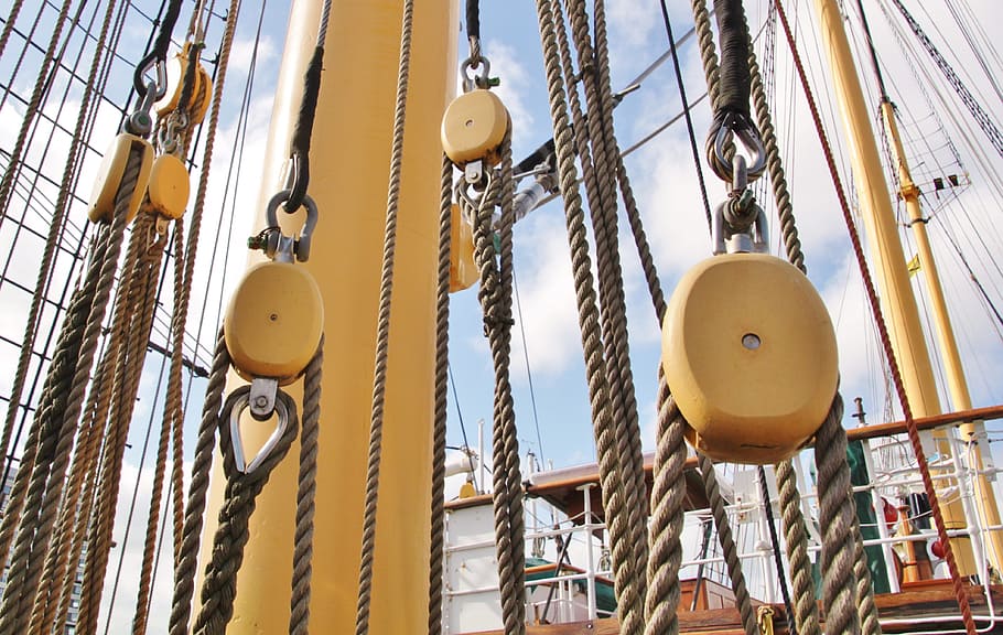 rigging, sailor, knot, rope, tough, cord, object, low angle view HD wallpaper