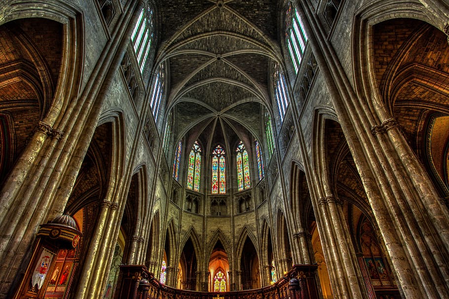 church, bordeaux, cathedral, interior, france, aquitaine, gironde, HD wallpaper