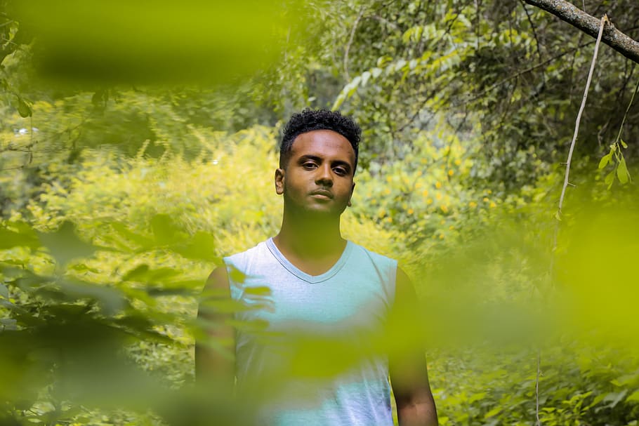 plant, one person, young adult, front view, casual clothing HD wallpaper