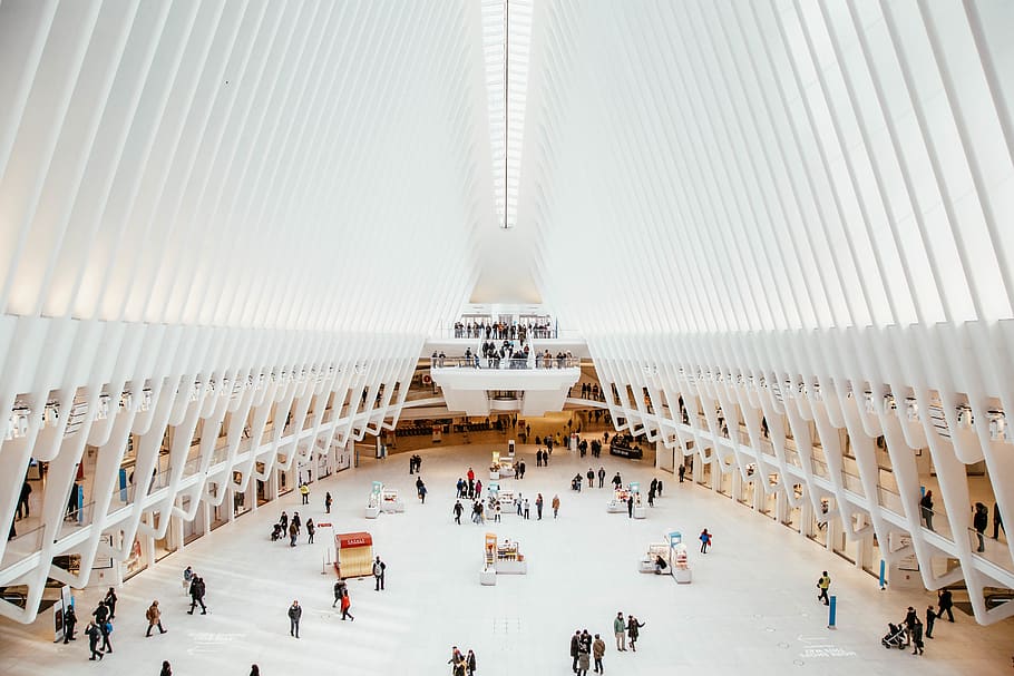 People Inside Building, architecture, indoors, large group of people HD wallpaper