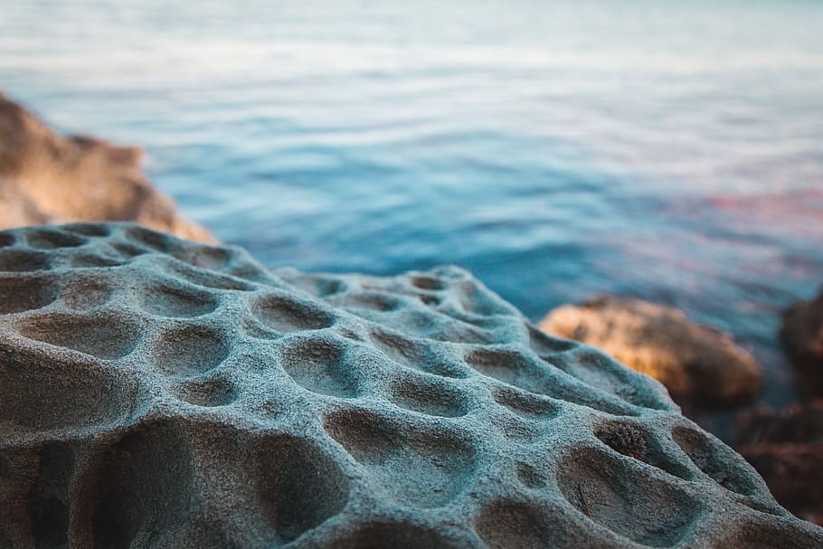 material pattern, sea, rock, no people, close-up, water, nature HD wallpaper