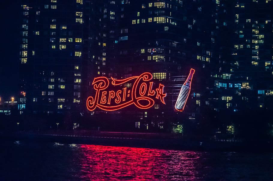 black Pepsi-Cola building, light, urban, town, city, metropolis, HD wallpaper