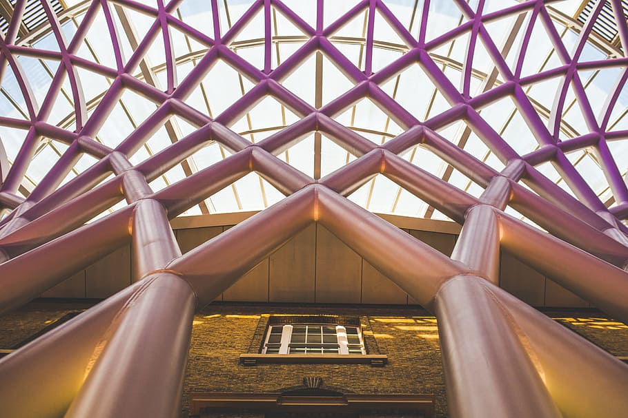 pipes, grid, arch, construction, building, engineering, architecture HD wallpaper